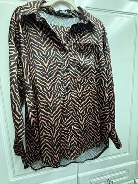 Missguided  Zebra Print Button Down Set Co-Ord Set Satin